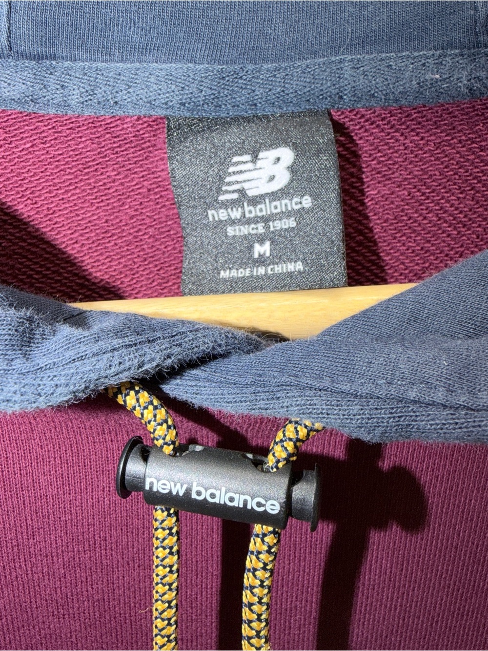 100% Cotton Ladies New Balance Colorblock Hoodie - Maroon, Mustard & Navy  🔥 - Picture 2 of 7